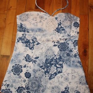cream and blue halter